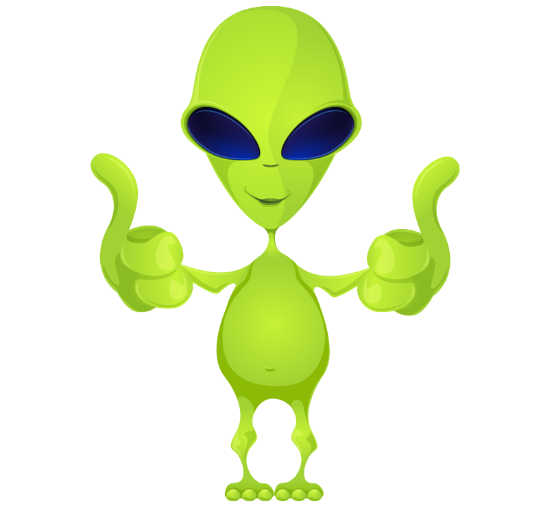space alien with thumbs up