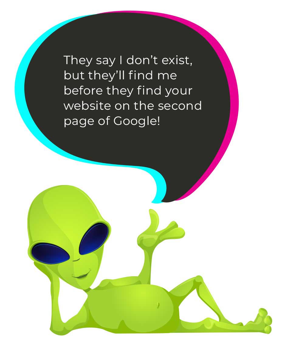 alien with SEO joke