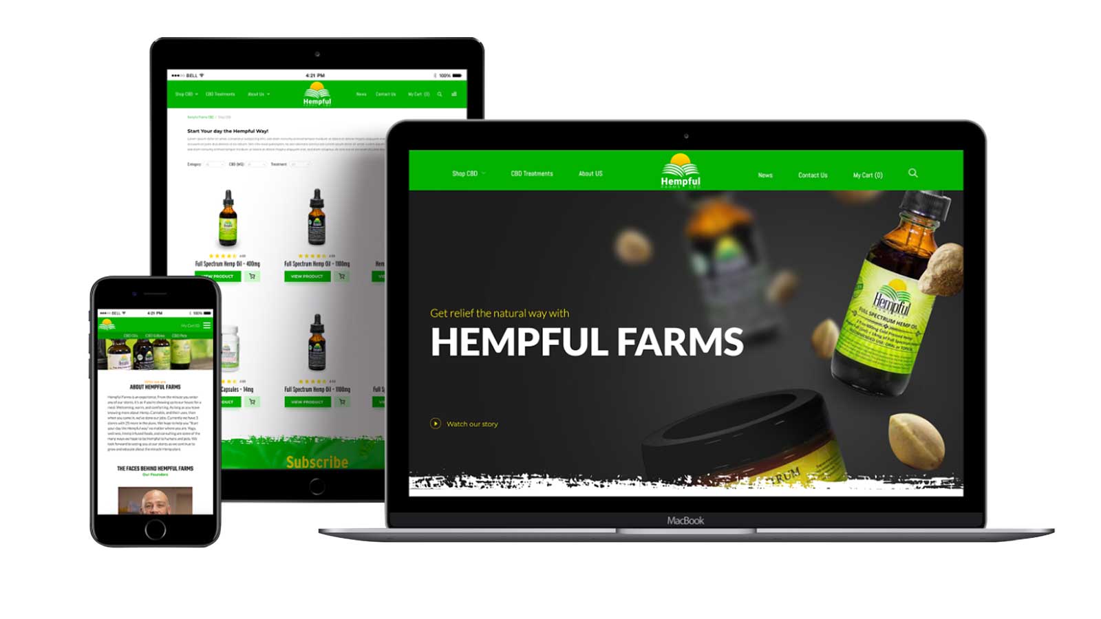 Hempful Farms responsive website mockup design