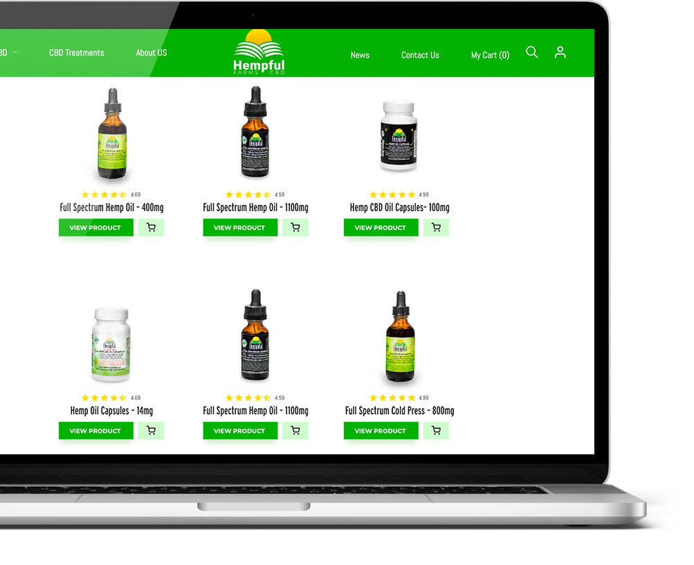 mockup of hempful farms e-commerce website