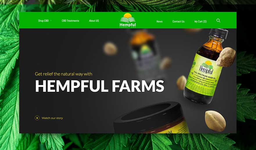 screenshot of the hempful farms homepage