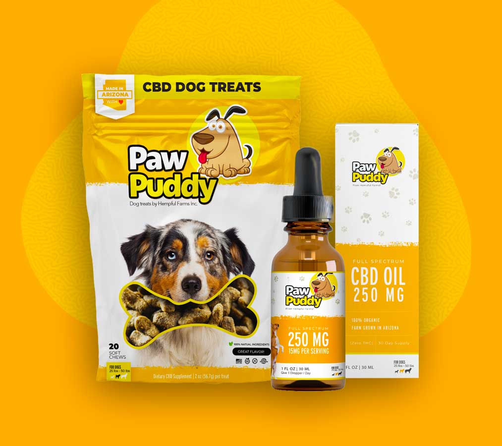 pawpuddy packaging for medium sized dogs - dog treats pouch - yellow in color