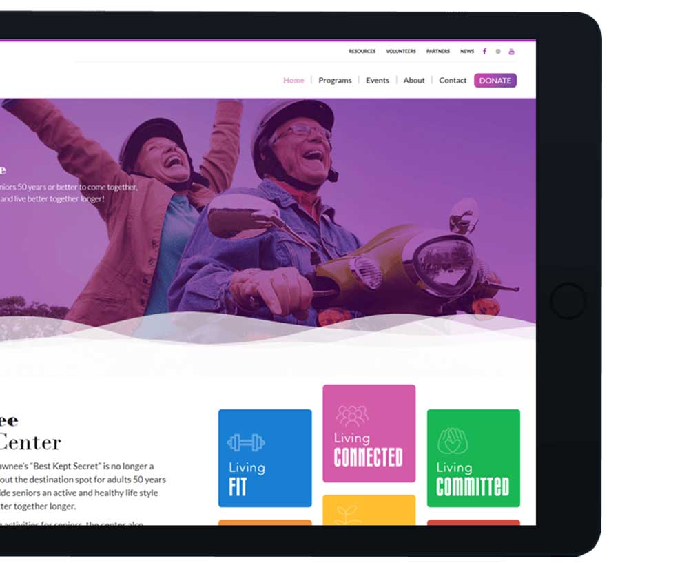 mockup of shawnee senior center responsive website design